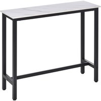 Product photograph of Homcom Breakfast Bar Table Marble Grain Dining Table Coffee Table With Adjustable Footpads 120x40x100cm White Black Aosom Uk from Aosom UK