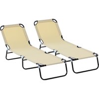 Product photograph of Outsunny Reclining Lounger Foldable 5-position Backrest Portable Lightweight Beige Aosom Uk from Aosom UK