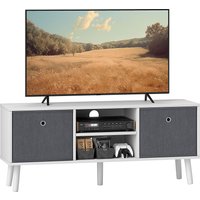 Product photograph of Homcom Tv Cabinet For Tvs Up To 50 Inch Tv Entertainment Center With Storage Compartments And Drawer For Living Room White And Grey Aosom Uk from Aosom UK