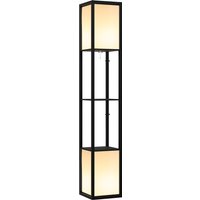 Product photograph of Homcom Floor Lamp With Shelves Floor Standing Lamp With Dual Ambient Light And Two Shelves For Living Room Bedroom Black Aosom Uk from Aosom UK