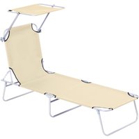 Product photograph of Outsunny Sun Lounger With Reclining Back Folding Design Sun Shade Ideal For Garden Beach Beige Aosom Uk from Aosom UK