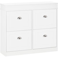 Product photograph of Homcom Shoe Cabinet W 4 Flip Drawers Wood Tipping Bucket Narrow Storage Cupboard W Adjustable Shelf Hall Organizer For Entrance Foyer Aosom Uk from Aosom UK