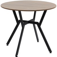 Product photograph of Homcom Round Kitchen Table With Black Legs Anti-slip Foot Pads Dining Room Table For Living Room Dining Room Brown Aosom Uk from Aosom UK