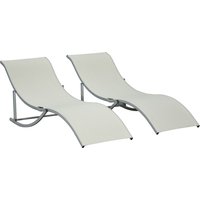 Product photograph of Outsunny Set Of 2 S-shaped Foldable Lounge Chair Sun Lounger Reclining Outdoor Chair For Patio Beach Garden Beige from Aosom UK