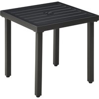Product photograph of Outsunny Patio Side Table With Umbrella Hole Durable Steel Frame Ideal For Balcony And Garden Black 50x50cm Aosom Uk from Aosom UK