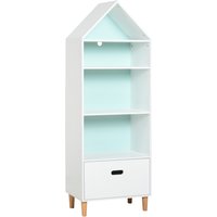 Product photograph of Homcom Children S 5-tier Bookshelf With Drawer Mdf Storage For Books And Toys White Blue Aosom Uk from Aosom UK