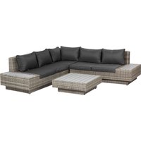 Product photograph of Outsunny 5-seater Rattan Garden Furniture Outdoor Sectional Corner Sofa And Coffee Table Set Conservatory Wicker Weave W Armrest Cushions Light Grey from Aosom UK