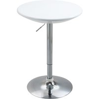 Product photograph of Homcom Modern Round Bar Table Adjustable Height Home Pub Bistro Desk Swivel Painted Top With Silver Steel Leg And Base White Aosom Uk from Aosom UK
