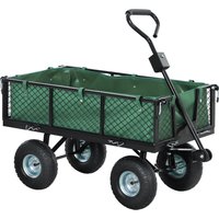 Product photograph of Outsunny 114l Steel Frame Garden Cart Trolley - Green from Aosom UK