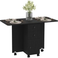 Product photograph of Homcom Multi-storage Six-person Drop Leaf Dining Table - Distressed Black Aosom Uk from Aosom UK