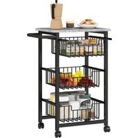 Product photograph of Homcom Three Basket Mobile Kitchen Island With Brakes - Grey Black from Aosom UK
