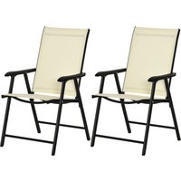 Product photograph of Outsunny Folding Metal Garden Chairs Set Of 2 Outdoor Patio Dining Seating Park Yard Furniture Beige Aosom Uk from Aosom UK