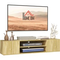 Product photograph of Homcom Floating Tv Stand Cabinet For Tvs Up To 60 Inch Media Entertainment Center With Open Shelf Storage Cupboard Natural Wood Effect Aosom Uk from Aosom UK