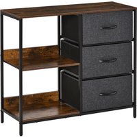 Product photograph of Homcom Storage Dresser 3 Fabric Drawers 2 Display Shelves In Black For Living Room Bedroom Aosom Uk from Aosom UK