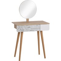 Product photograph of Homcom Dressing Table With Drawer And Mirror Height Adjustable Wooden Oak Color Bedroom Dressing Room Elegant And Durable Aosom Uk from Aosom UK