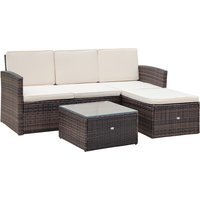 Product photograph of Outsunny Waterproof 4-seater Rattan Garden Furniture Outdoor Patio Corner Sofa And Coffee Table Set Footstool W Thick Cushions Brown Aosom Uk from Aosom UK