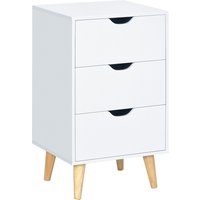 Product photograph of Homcom Bedside Table Bedside Cabinet With 3 Drawers Small Side Table With Wood Legs And Cut-out Handles For Bedroom Cream White from Aosom UK