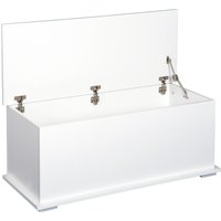 Product photograph of Homcom Ottoman Storage Box Wooden Chest For Toys Clothes Bedding Blanket Trunk With Lid Seat Bench - White Aosom Uk from Aosom UK
