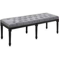 Product photograph of Homcom Fabric Bed End Bench Velvet Upholstered Tufted Accent Lounge Sofa Window Seat For Living Room Bedroom Hallway Grey from Aosom UK