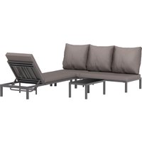 Product photograph of Outsunny 3 Pieces Garden Sun Loungers Set With Cushion 5-level Adjustable Outdoor Recliner Bed Set W Glass Top Table 2-in-1 Design Aosom Uk from Aosom UK