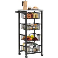 Product photograph of Homcom Four Basket Mobile Kitchen Island With Brakes - Grey Black from Aosom UK