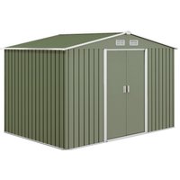 Product photograph of Outsunny 9 X 6 Ft Metal Garden Storage Shed Corrugated Steel Roofed Tool Box With Foundation Ventilation And Doors Light Green Aosom Uk from Aosom UK