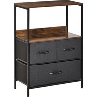 Product photograph of Homcom Dresser Fabric Drawers W 3 Linen-feel Foldable Drawers Metal Frame For Storage In Dining Living Room Bedroom Black Aosom Uk from Aosom UK