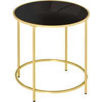 Product photograph of Homcom Modern Round Side Table Gold Metal Base Tempered Glass Top Elegant Coffee Table For Living Room Bedroom Dining Area Aosom Uk from Aosom UK