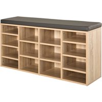 Product photograph of Homcom Multi-storage Shoe Rack W 14 Compartments Cushion Moving Shelves Solid Frame Foot Pads Home Office Tidy Organisation Boots Trainers Brown from Aosom UK
