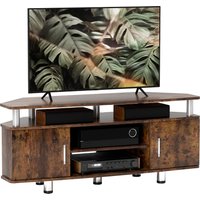 Product photograph of Homcom Tv Unit Cabinet For Tvs Up To 55 Inches With Storage Shelves And Cupboard Entertainment Centre For Living Room Rustic Brown from Aosom UK
