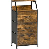 Product photograph of Homcom Industrial Storage Cabinet Fabric Chest Of Drawers With Display Shelves 3 Drawers Storage Unit For Living Room Rustic Brown Aosom Uk from Aosom UK
