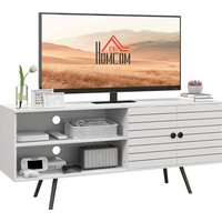 Product photograph of Homcom Tv Stand Cabinet For 65 Inch Tvs Tv Unit With Open Shelves Soft-close Door Cable Holes Entertainment For Living Room White Aosom Uk from Aosom UK