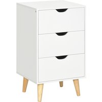 Product photograph of Homcom Bedroom Chest Of Drawers 3-drawer Storage Unit With Wood Legs And Cut-out Handles White from Aosom UK