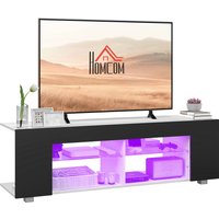 Product photograph of Homcom Tv Stand 145cm Modern Tv Unit With Glass Shelves Rgb Led Light For 32 40 43 50 52 55 60 Inch 4k Tv Black Aosom Uk from Aosom UK
