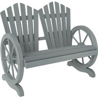 Product photograph of Outsunny Fir Wood Love Seats With Wheel-shaped Armrests Large Load-bearing Chair Grey from Aosom UK