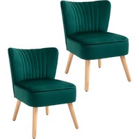 Product photograph of Homcom Velvet Accent Chair Occasional Tub Seat Padding Curved Back With Wood Frame Legs Home Furniture Set Of 2 Green Aosom Uk from Aosom UK