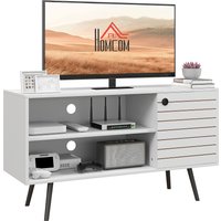 Product photograph of Homcom Tv Stand Cabinet For 50 Inch Tvs Tv Unit W Open Shelves Soft-close Door Cable Holes Entertainment Unit For Living Room White Aosom Uk from Aosom UK
