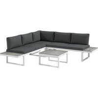 Product photograph of Outsunny 4 Pcs Patio Garden Set W 5-level Recline Corner Sofa Garden Lounge Sectional Conversation Sofa Set W Cushions Coffee Table White from Aosom UK