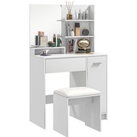 Product photograph of Homcom Dressing Table With Mirror And Stool Vanity Table Modern Makeup Desk With Drawer Storage Cabinet And Adjustable Shelf For Bedroom White from Aosom UK