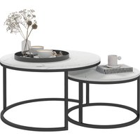 Product photograph of Homcom Industrial Nesting Coffee Table Set Of 2 Round Coffee Tables Living Room Table With Faux Marbled Top And Steel Frame from Aosom UK