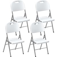 Product photograph of Outsunny Folding Chair Set Of 4 With Steel Frame Outdoor Chair Set With Hdpe Backrest Seat And Handles For Mobility Patio Deck Balcony White from Aosom UK