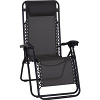 Product photograph of Outsunny Zero Gravity Chair Metal Frame Outdoor Folding Reclining Sun Lounger With Head Pillow For Patio Decking Gardens Camping Black from Aosom UK