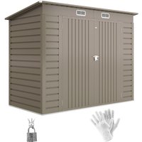 Product photograph of Outsunny 3 7 X 7 9ft Galvanised Steel Shed With Latched Door And Padlock - Light Grey from Aosom UK