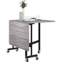 Product photograph of Homcom Mobile Drop Leaf Table Folding Dining Table With 6 Wheels Brakes Kitchen Table For Small Spaces Grey from Aosom UK