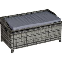 Product photograph of Outsunny Waterproof Patio Pe Rattan Wicker Storage Basket Box Bench Seat Furniture W Cushion Mixed Grey Aosom Uk from Aosom UK