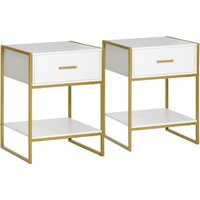 Product photograph of Homcom Bedside Tables Set Of 2 Modern Nightstands With Drawer Shelf Bedroom Furniture White Aosom Uk from Aosom UK