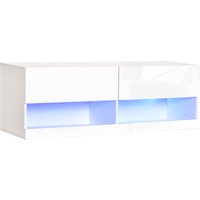 Product photograph of Homcom Luminous Media Hub Wall Mounted Tv Stand With 20 Colour Led Lights Remote Control Storage High Gloss Black Aosom Uk from Aosom UK