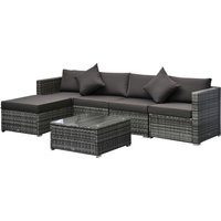 Product photograph of Outsunny 5-seater Garden Patio Rattan Furniture Wicker Weave Conservatory Sofa Chairs Table Set Brown Aluminium Frame from Aosom UK