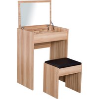 Product photograph of Homcom Dressing Table Set Padded Stool Dresser With Flip-up Mirror Multi-purpose - Wood Grain from Aosom UK