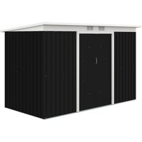 Product photograph of Outsunny 9 X 4 Ft Metal Garden Storage Shed Patio Corrugated Steel Roofed Tool Box With Base Kit Ventilation And Doors Dark Grey from Aosom UK